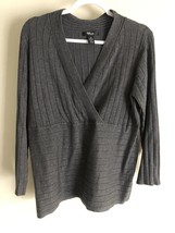 Style &amp; co. Womens Grey ribbed knit Surplice long sleeve pullover Top sweater 3X - $21.84