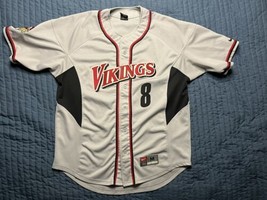 Nike Vikings Baseball Jersey #8 Adult Medium Gray Embroidered Logo - $19.80