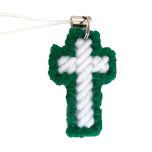 Green and White Christian Cross Charm Set of 2 - £9.82 GBP