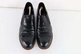 Vintage 70s Stacy Adams Mens 12 D Leather Brogue Toe Cap Slip On Shoes B... - $108.85
