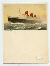 Cunard Line Menu RMS Queen Mary Cover 1958 - $14.85
