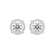 2.20 Ct Round Lab Grown Diamond Halo Earring 14K White Gold for Women VVS-VS-EF - £1,194.70 GBP