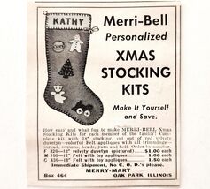 1957 Merry Mart Christmas Stocking Kit Advertisement Crafts Sewing Suppl... - €17,28 EUR
