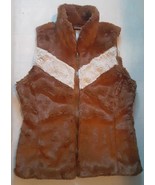 Patagonia Pelage Faux Fur FleeceZip Vest Women&#39;s M Camel Stripe V-Shape ... - $50.48 CAD