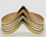 Woman&#39;s 14k Yellow and White Gold 3 Row Italy Chevron Ring Size 5.5 - $226.71