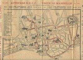 Autocars S N C F Visit to Marseille France 1938 Bus Route Map and Advertising  - £29.72 GBP