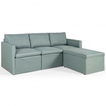 Convertible L-Shaped Sectional Sofa Couch with Reversible Chaise-Green - Color: - $586.23