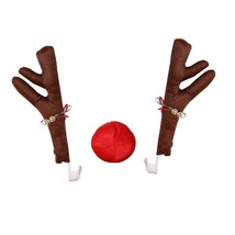 2022 Rein Car Vehicle Nose Horn Costume Set Rudolf Christmas Rein Antlers Red No - £105.65 GBP