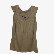 C&#39;est City an August Silk Gold Sweater Womens Large Cotton Sleeveless Knit NEW - £15.01 GBP