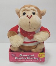 NOS Sound &amp; Light Animatronics Valentine&#39;s Animated Singing Monkey READ... - £19.33 GBP