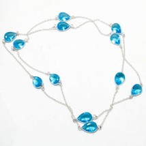 London Blue Topaz Pear Shape Handmade Ethnic Gifted Necklace Jewelry 36" SA 6789 - £5.95 GBP