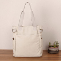 Solid Fashion Casual Large Women&#39;s Shoulder Bag Canvas Tote School Bag for Women - £39.61 GBP