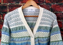 Marisa Christina Collection Hand Knit Cardigan Sweater XL Blue Green Gra... - £15.37 GBP