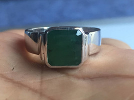 A beautiful square shape 7.88 carat  natural emerald men ring in 925 sterling so - £179.84 GBP