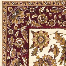 8' Ivory And Red Octagon Floral Vines Area Rug - $461.93 CAD