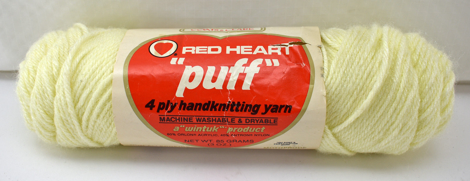 Primary image for Vintage Red Heart Puff Wintuk Orlon Acrylic Yarn - 1 Skein Color Soft Yellow