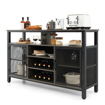 55-Inch Buffet Sideboard with 8-Bottle Wine Racks and Wine Glass Holders-Gray -  - $5,392.72 MXN
