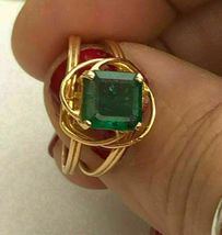 Gold Plated 925 Silver 2.15Ct Princess Simulated Emerald Engagement Ring - £87.04 GBP