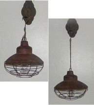 Asher LED Hanging Lamp Lantern Light w Bulb Rustic Metal 6 Hour Automati... - $64.95