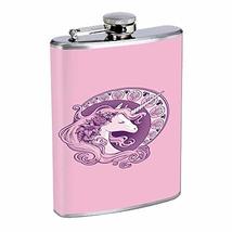 Pretty Pink Unicorn Hip Flask Stainless Steel 8 Oz Silver Drinking Whiskey Spiri - £7.95 GBP