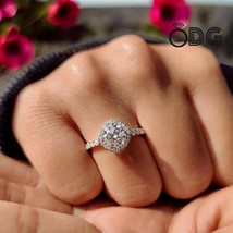2CT Round Cut Double Halo Moissanite Engagement Pave Ring/S925 sterling ... - $3,734.05 MXN