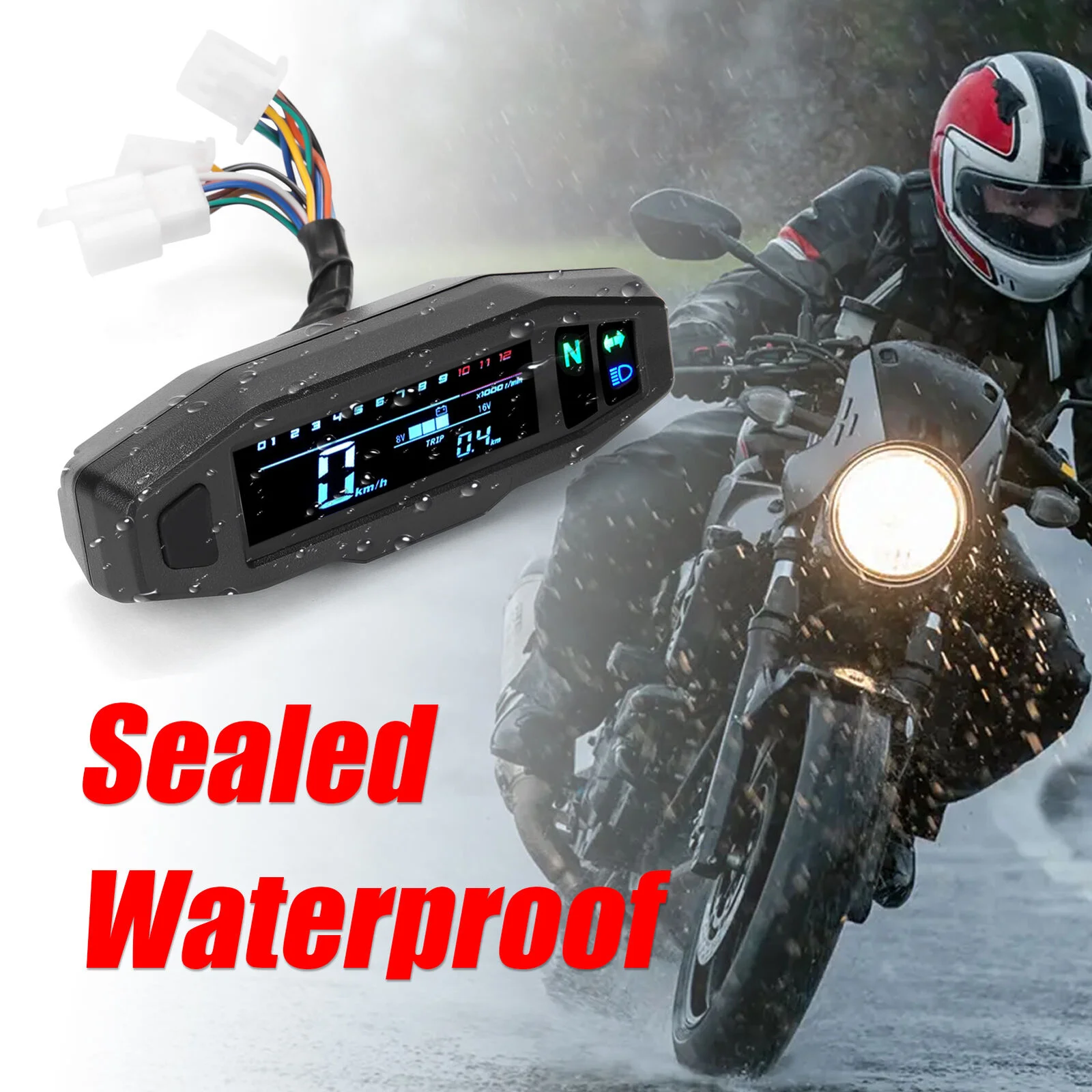 Universal Digital Motorcycle Meter Speedometer LCD Digital 1-6 Files Odo-Meter - £25.33 GBP
