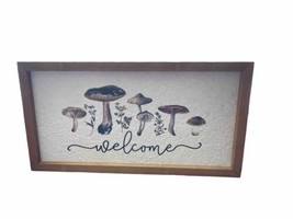 Mushroom Room Wall Decor Welcome Sign Decoration for Home Wood Light Brown - £12.08 GBP