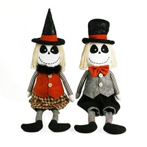 2 Pack 29.5 Inch Halloween Skeleton Plush Doll Handmade Mr And Mrs Stuffed Skele - £30.04 GBP