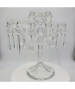 VINTAGE 3 Candle Crystal Candelabra 11&quot; Tall Bohemian Pendant Drops Flut... - $212.83