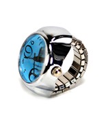 WATCH RING Finger Stretch Band Chrome Time Piece Jewelry Large Number Bl... - $130.10 MXN