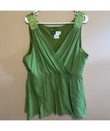 Y2K 100% Silk 2X Chloe Dao Babydoll Green Tank Top Women’s Plus Size - $34.95