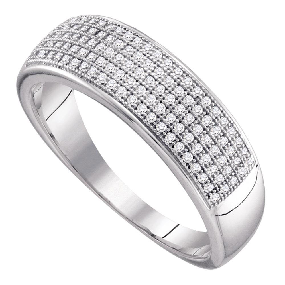 10k White Gold Mens Round Diamond Band Wedding Anniversary Ring 1/3 Ctw