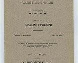 Manon Lescaut Libretto Puccini G Ricordi Mowbray Marras - $17.82
