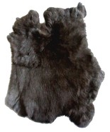 2 NATURAL BLACK  GENUINE RABBIT SKIN new solf leather hide fur pelt skin... - $12.30