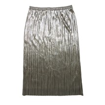 NWT Anthropologie Maeve Nikola Midi in Silver Metallic Pleated Skirt 12 - £38.50 GBP