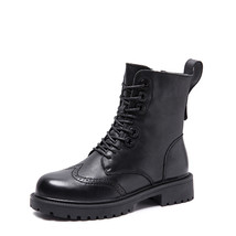 Genuine Leather Martin Boots for Women Trend Black Platform Shoes Woman Booties  - £79.82 GBP