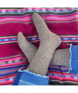 Alpaca Socks - Soft Warm Hand Knit Fair Trade Unisex Rose Gray Alpaca Cr... - £33.81 GBP