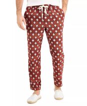 Tasso Elba Men's Geo-Print Drawstring Pants in Orange/Red combo-Size XL - $24.97
