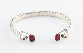 Sterling Silver Cable Cuff Bracelet Bloodstone Accents 7&quot; Long 6 mm Wide 28.8 g - $205.82