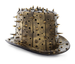 Steampunk Spiked Top Hat, Novelty Mad Scientist Costume - Gold - £72.73 GBP