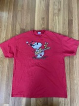 Peanuts Snoopy Have A Rockin Holiday Christmas Graphic Size XL Shirt Cartoon Vtg - $22.05