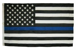 Thin Blue Line 3&#39;x5&#39; 2-Ply Polyester American Flag with grommets ! - £58.06 GBP