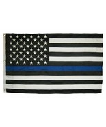 Thin Blue Line 3&#39;x5&#39; 2-Ply Polyester American Flag with grommets ! - £56.02 GBP
