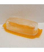 Vintage Retro Beacon Starburst Plastic Butter Dish Clear Cover Yellow Base - $74.56 CAD