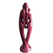 Haeger Rendezvous Lovers Statue Art Pottery Burgundy 20&quot; Tall 1985 Flaws - £42.66 GBP