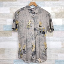 Quiksilver Hawaiian Shirt Gray Tropical Pineapple Volcano Aloha Mens Large - $29.69