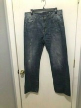 Syn Prankster Straight Men&#39;s Blue Jeans Distressed SZ 36X32 - £6.22 GBP