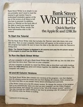 Vtg 1984 Broderbund Bank Street Writer Quick Start Apple IIc &amp; 128K IIe ... - £22.33 GBP
