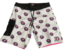 Quicksilver Board Shorts Men’s 34 Lips Sexy Print Pop Art Polka Dot Surf... - $61.75