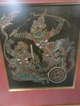  Framed Matted  Asian, Hindu, Thai Art Warriors Bow Arrow Chariot 17 x 15  - £73.78 GBP